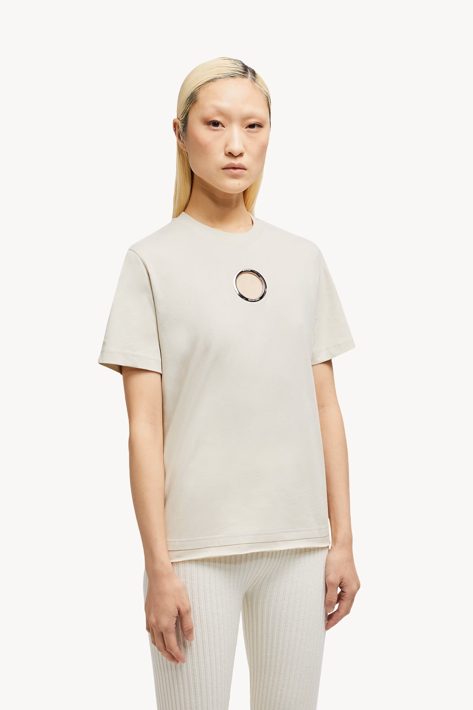 T-shirt en coton à œillet Moncler x Willow Smith Femmes Blanc Ivoire Moncler 3